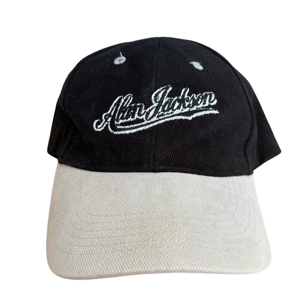 Alan Jackson Drive Black Gray Adjustable Strap Hat Cap Country Music Vintage